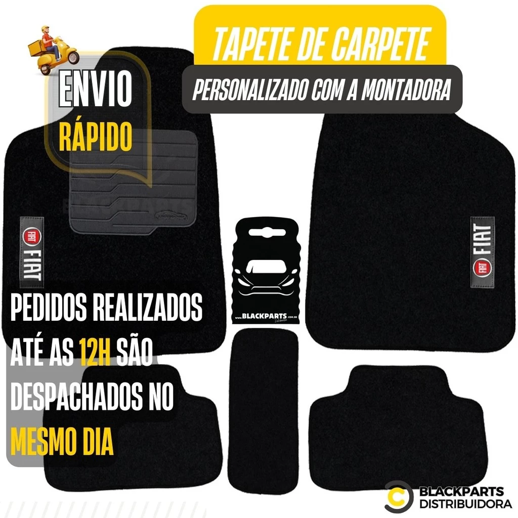 Kit Tapete Automotivo de Carpete Personalizados Fiat 5 Peças